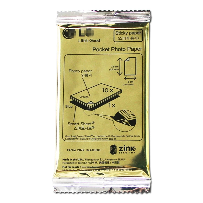 30 шт. фотобумага Zink PS2203 смарт мобильный принтер для LG фотопринтер PD221/PD251 PD233 PD239 бумага для печати паста