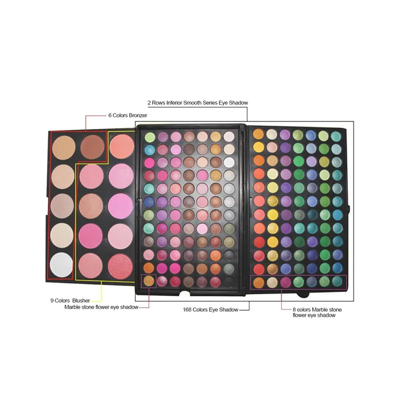 

Full professional makeup set 183 Color Eyeshadow Palette Set Make up Pallete 168 Eye shadow 15 Blush Kit Cosmetics matte glitter