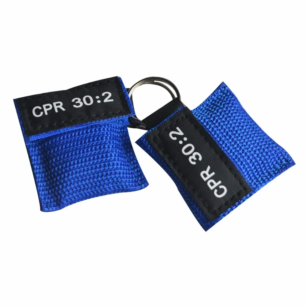 20 шт./партия маска для искусственного дыхания и сердечнолегочной реанимации с брелком защитный экран CPR AED CPR ключ синий написание CPR 30: 2