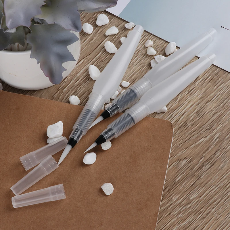 

1/3Pcs/Lot Round Soft Brush Pen Set Refillable Water Color ART Long Water Brush Pen Flat Nib Watercolor Art Marker