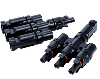 

1 Pair PV T Type 3 Branch Solar Panel Cable Photovoltaic Connectors MFFF FMMM IP65