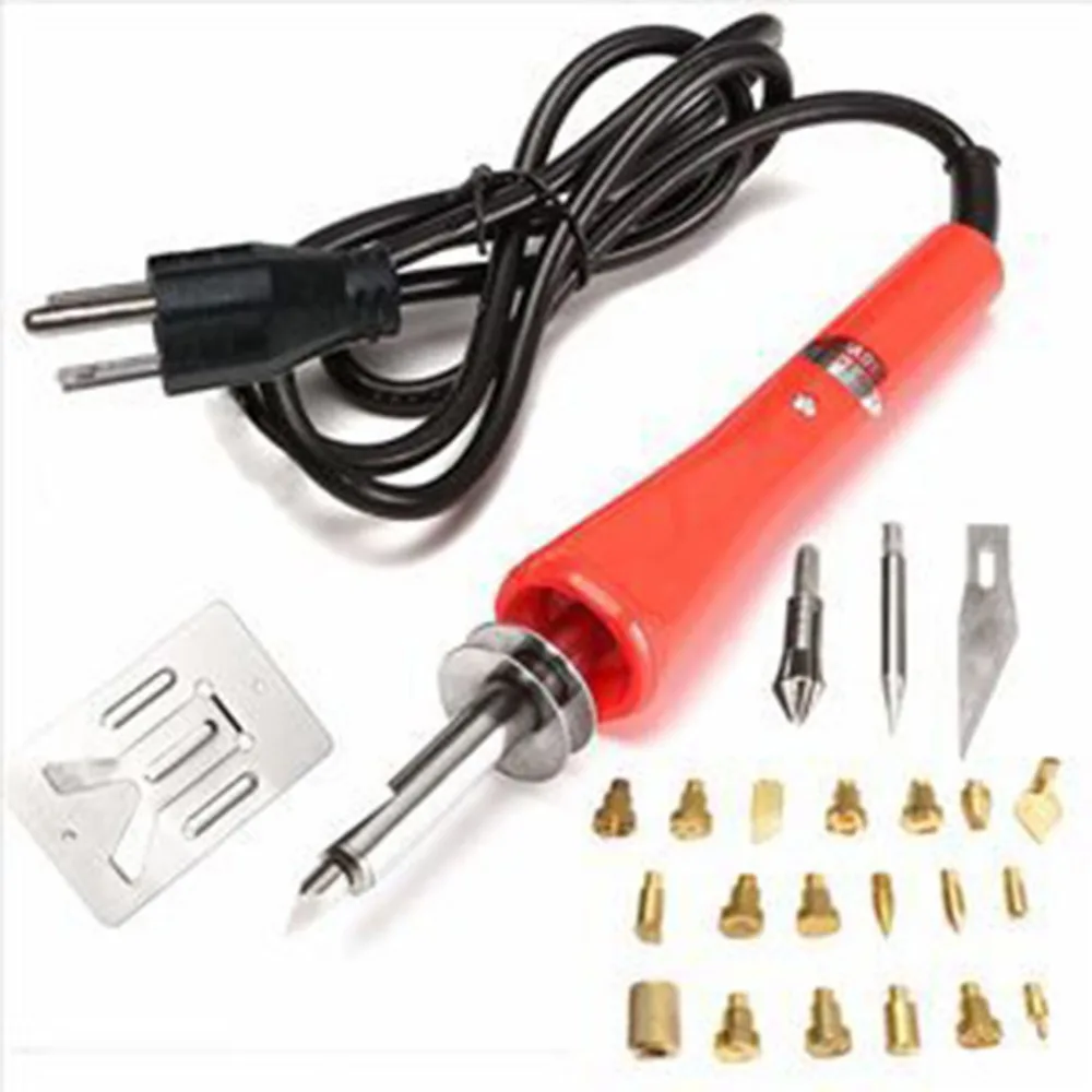 Wood Burning Pen Set 110V/220V Wooden Carving Electric Soldering Irons Tool Soldering Pen Welding Tips & Stencil DIY Home Craft