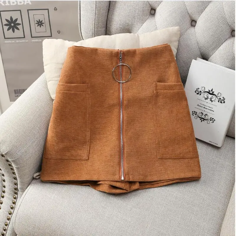 2017 Women Shorts Wide Leg Womens Cotton Blends Shorts High Waist Front Zipper Shorts with Pockets Sexy Mini Shorts Skirt