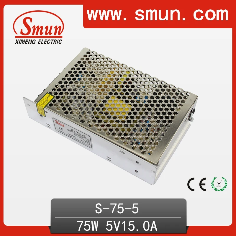 AC 110V/220V to DC 5V Switch LED Power Supply 15A 75W Voltage Driver For LED Strip Light