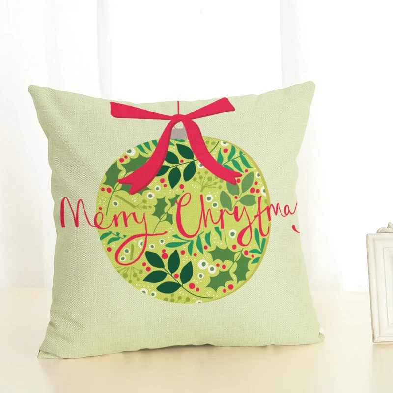 

Cartoon Santa Claus gifts Printed Christmas Cotton linen blend Throw Home Decorative Cushion Cover Cojines Throw Pillowcase