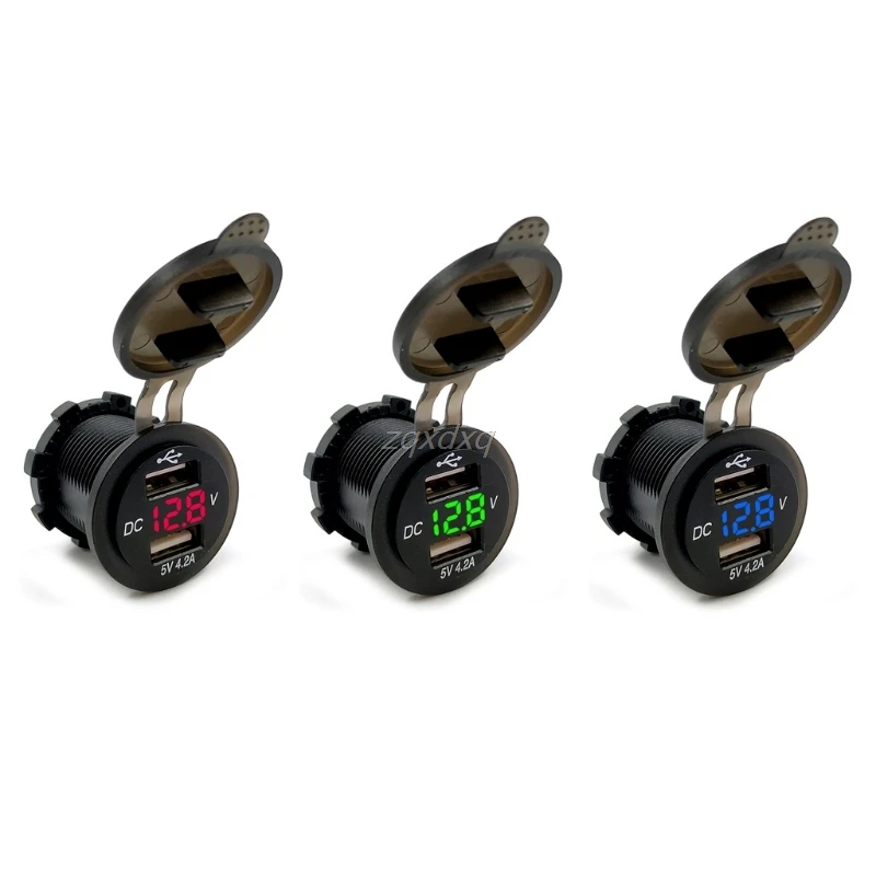 5 в 4.2A Dual USB Автомобильное зарядное устройство и вольтметр светодиодный измеритель напряжения панельная розетка для мотоцикла ATV лодки автомобиля грузовика 12 В 24 в водонепроницаемый