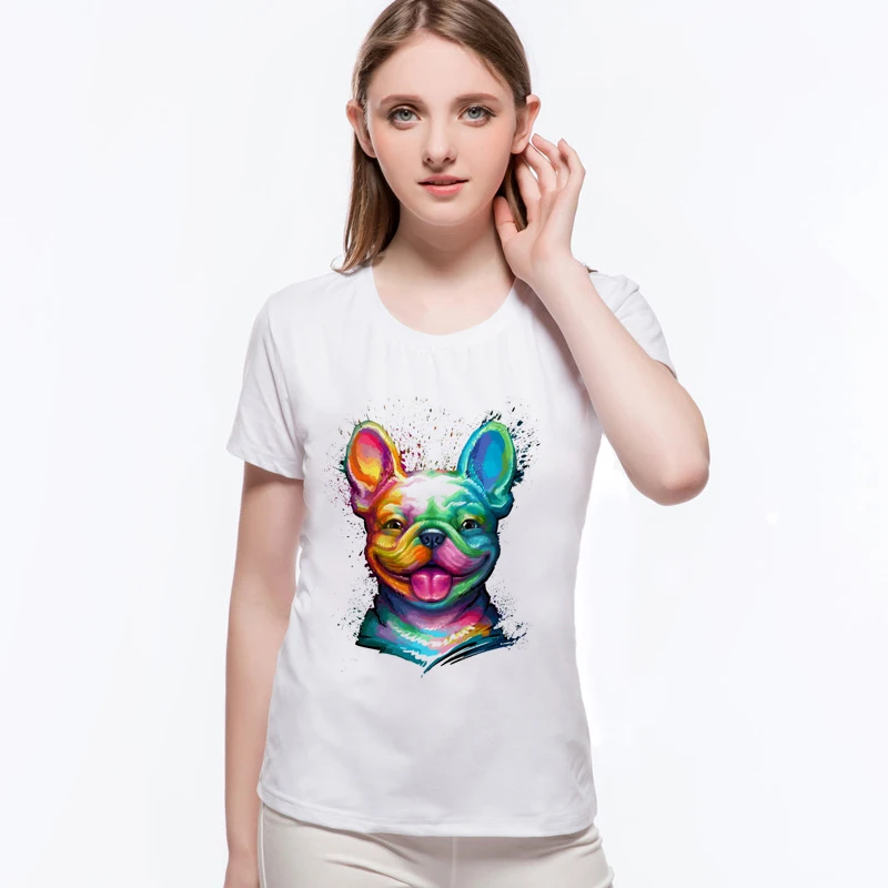 

New Brand Kawaii Women Clothing Novel French Bulldog Print T-Shirt Customized Design Female Top T Shirt women's fashion L10-C48