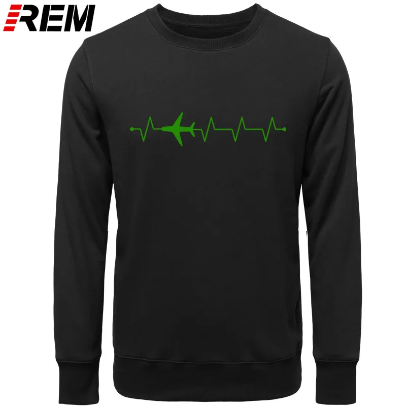 BLACK GREEN Худи rem повседневные забавные самолеты пилот сердцебиение дизайн мужские топы Толстовки, Толстовки - Цвет: BLACK GREEN