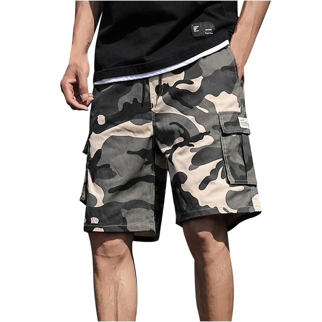 Men's Summer Fashion Simple Wild Outdoors Casual Camouflage Overalls Plus Size Sport Shorts Loose Mid Pants Calcoes casuais 50 - Цвет: C