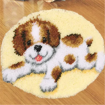 

oneroom Latch Hook Kit Rug Cushion Pillow Mat DIY Craft White Dog Cross Stitch Needlework Crocheting Rug Embroidery ZD123