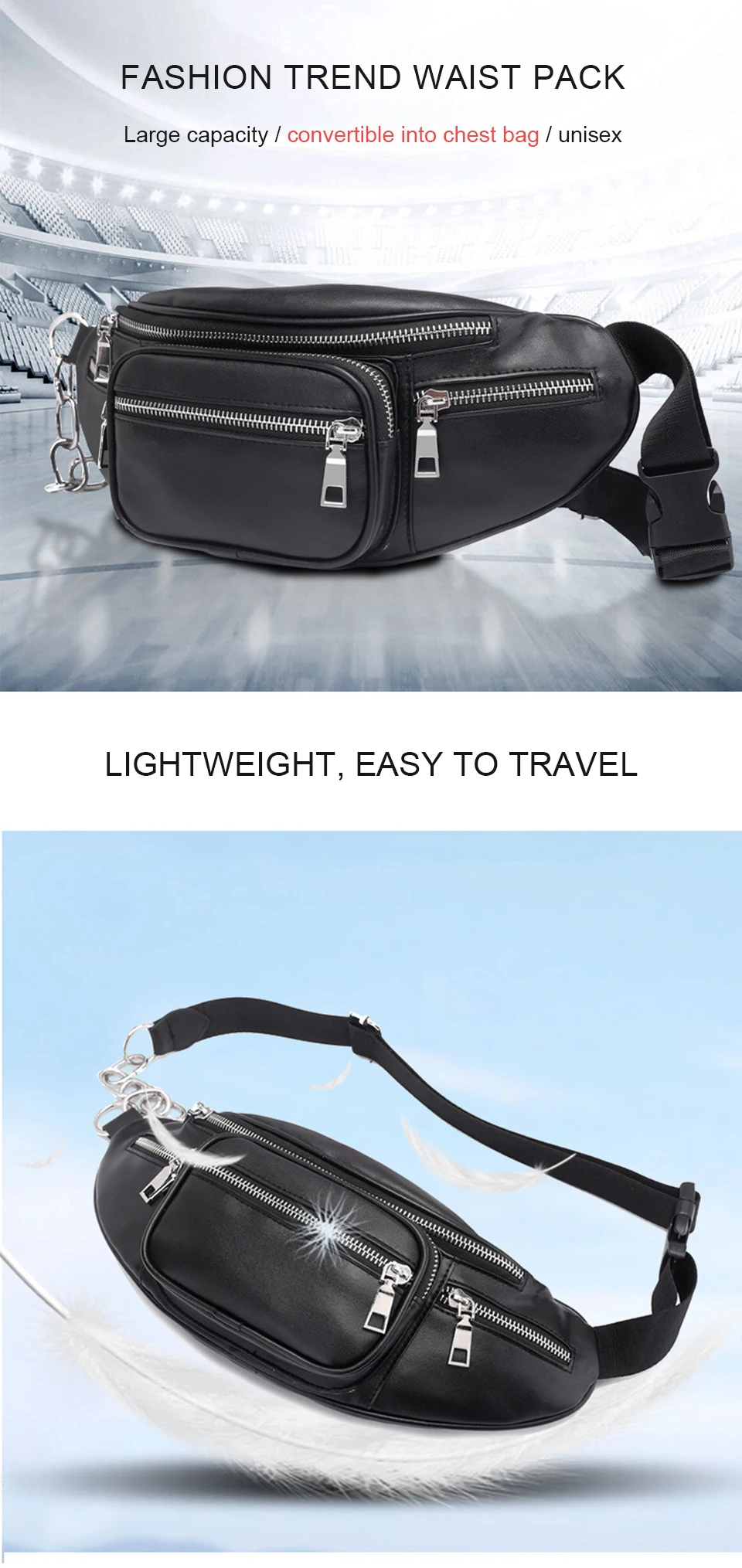 Waist Packs PU Leather Waist Bag Fashion Women Pouch Fanny Pack Men Belt Chest Bum Bags Money Nerka Heuptas Mobile Phone Pochete (1)