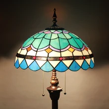 16 дюймов Европейская вилла отель стекло Синий Средиземноморский искусство Тиффани гостиная спальня кабинет жилой торшер