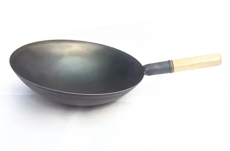 wooden handle kitchen Cooking Pot 32/34/36 Cast Iron Skillet Cooker Universal Wok Restaurant Chef Stir Fry Special Wok Pan