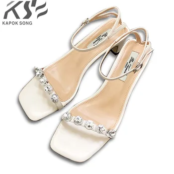 

2018 genunine leather sandals luxury designer H women high heels sexy shoes summer comfortable air mesh lady shoes