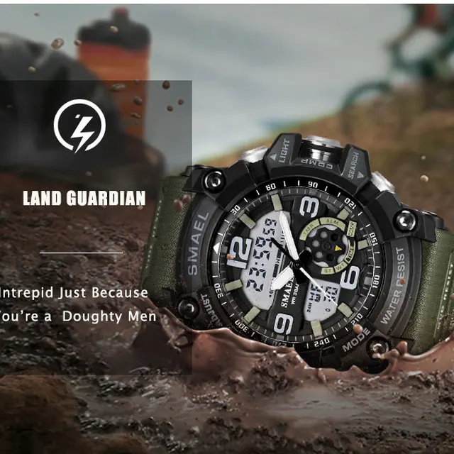 SMAEL Men Military Watch 50m wodoodporny zegarek LED zegar kwarcowy męski relogios męski 1617 cyfrowe zegarki sportowe mężczyźni tanie i dobre opinie Quartz Wristwatches Complete Calendar Shock Resistant Rattrapante Stop Watch LED display Auto Date Water Resistant Chronograph Back Light Multiple Time Zone Alarm Perpetual Calendar SMAEL Men Military Watch 50m wodoodporny zegarek LED zegar kwarcowy męski relogios męski 1617 cyfrowe zegarki sportowe mężczyźni tanie i dobre opinie Quartz Wristwatches Complete Calendar Shock Resistant Rattrapante Stop Watch LED display Auto Date Water Resistant Chronograph Back Light Multiple Time Zone Alarm Perpetual Calendar