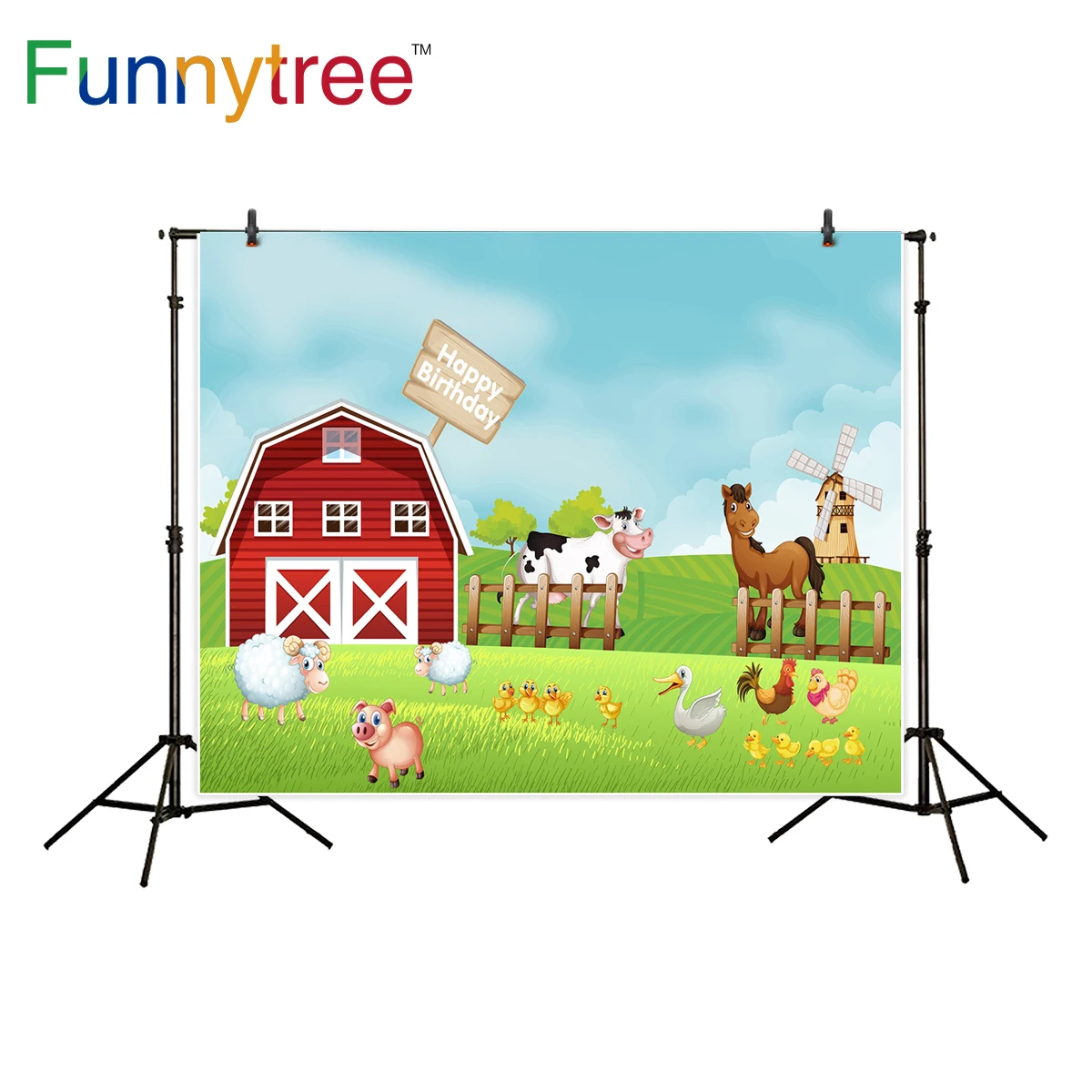 Funnytree background for photography red barn farm animal windmill birthday party cartoon backdrop photo studio photocall new Funnytree background for photography red barn farm animal windmill birthday party cartoon backdrop photo studio photocall new