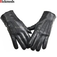 Guantes Winter Gloves Leather Gloves Men All Handmade Deerskin Lining Stripes Style Soft Delicate Price Concessions