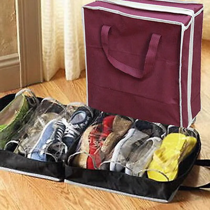 Urijk 1 шт. переносная сумка для обуви винно-Красного цвета для путешествий 6 сетчатая коробка для обуви мешок для хранения обуви нетканый мешок для сортировки обуви