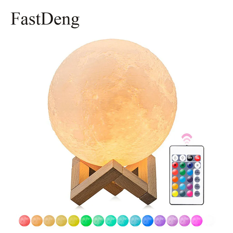 

3D Printing Moon Lamp 20Cm Usb Dc 5V Rechargeable Led Night Light With Motion Sensor Night Light 2Colors Touch 16Colors Remote
