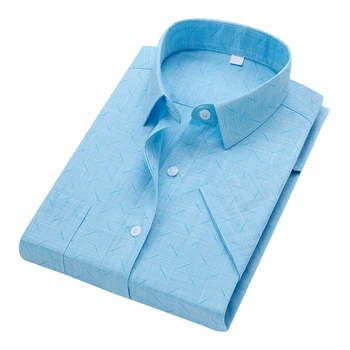 

QISHA Hot Sale Summer Shirt Men Cotton Casual Short Sleeve Print High Quality Mens Shirts Regular Ft Business Formal ShirtsXXXL
