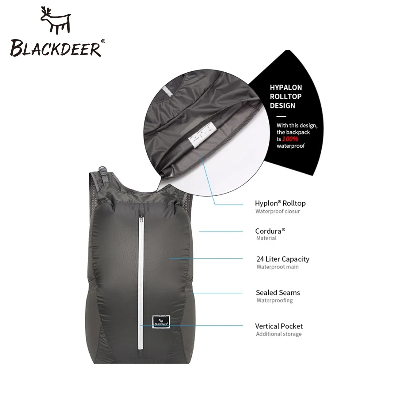 BLACKDEER Outdoor Camping Backpack Waterproof Finest 30D Cordura Bags 24L Ultralight Folding Handy Durable Travel Hiking Bag BLACKDEER Outdoor Camping Backpack Waterproof Finest 30D Cordura Bags 24L Ultralight Folding Handy Durable Travel Hiking Bag