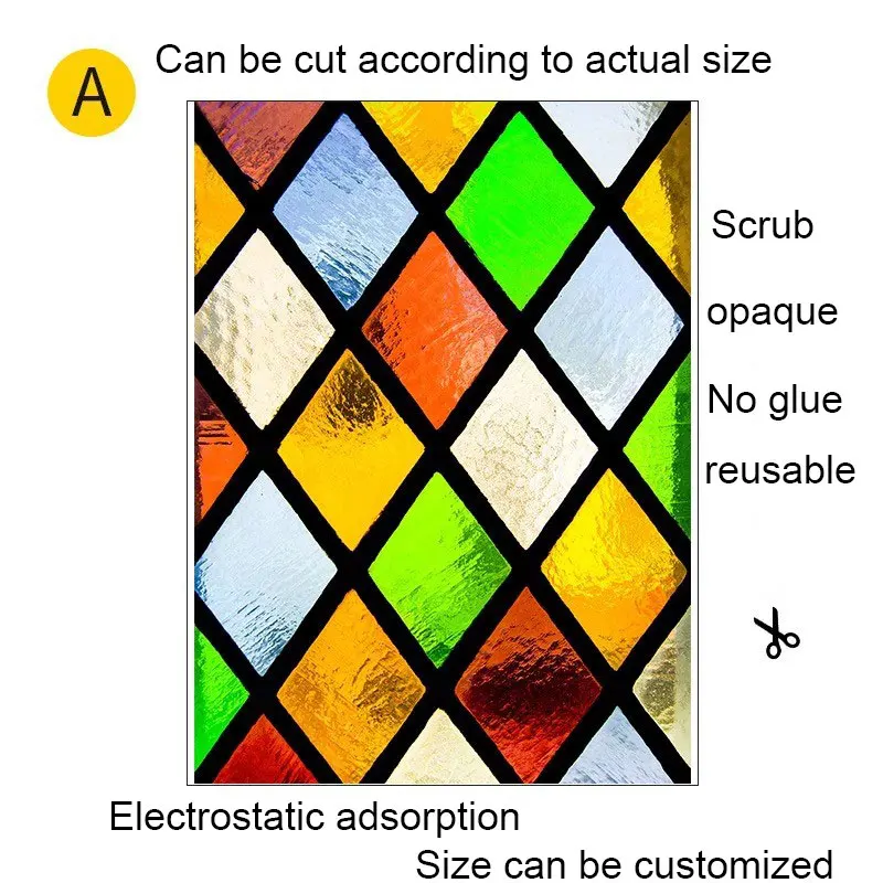 Церковная витражная декоративная пленка для стекла, пленка для окна, статическая самоклеящаяся на заказ стеклянная наклейка без клея, домашний декор для ванной комнаты - Цвет: 70cm(w)x120cm(h) A