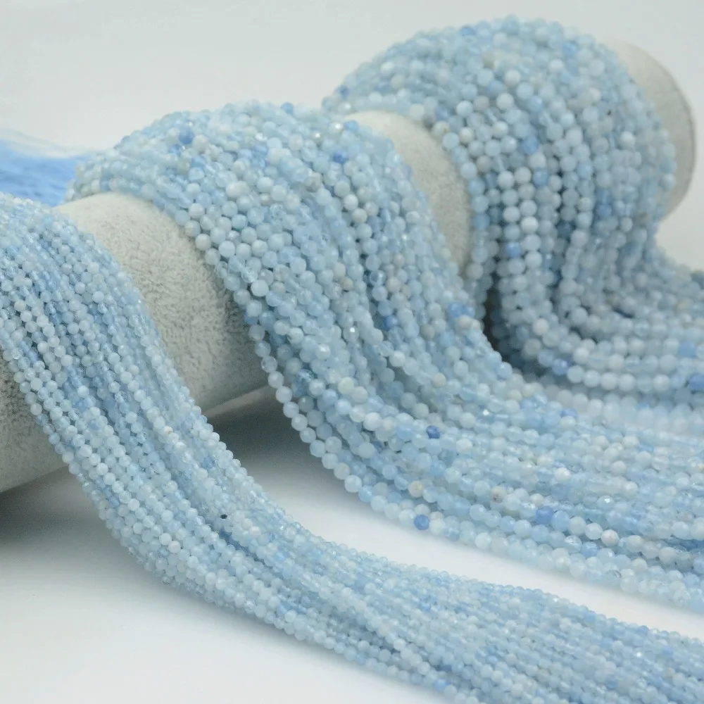 

Natural Aquamarine Faceted Round Beads 2mm / 3mm / 4mm