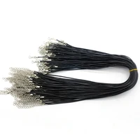 Corde tressée en cuir noir avec prolongateur de 5cm, 45cm, 10/20/30 pièces 4
