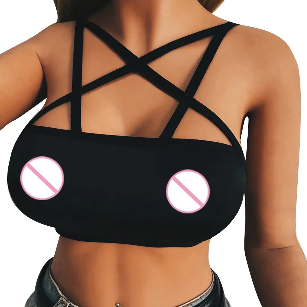 

fashion Women crop top Elastic Cage Bra Strappy Halter Bustier Top Sexy Lingerie Underwear women intimates clothes