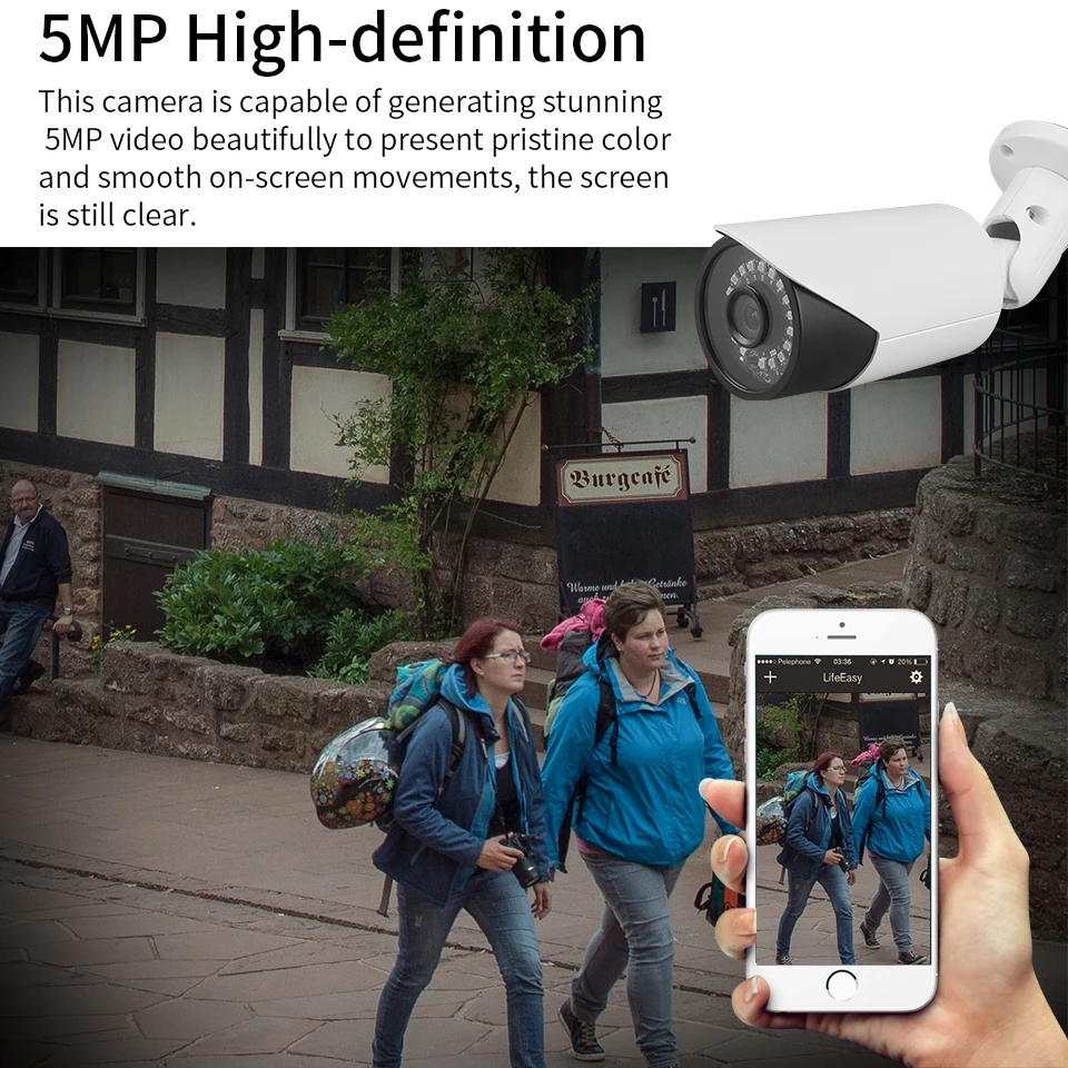 ZSVEDIO Seetong H.265 POE 5.0MP IP камера Onvif P2P металлический корпус Открытый водонепроницаемый