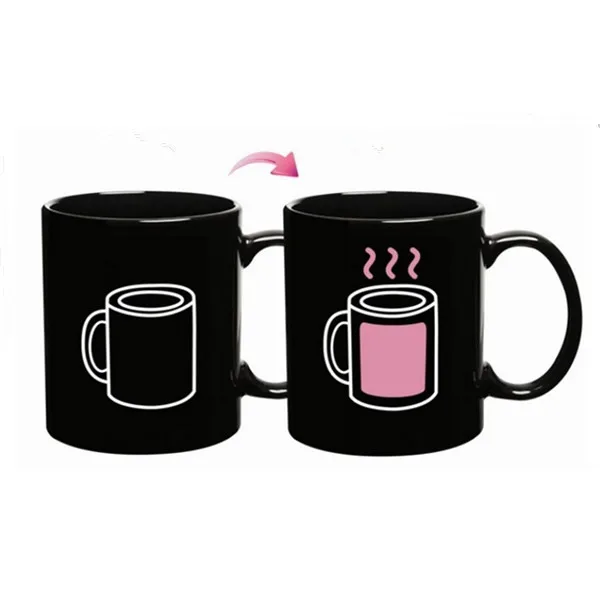 

Funny Pink Coffee Cup Pattern Temperature Sensing Color Changing Mug Magical Chameleon Coffee Mug Milk Tea Cup Novelty Gifts