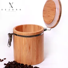 XEJONR бамбук кофе герметичный баррель для кофейных зерен кухонные принадлежности продукты Герметичный чай оставить бамбуковый баррель банка 15,3 см высота