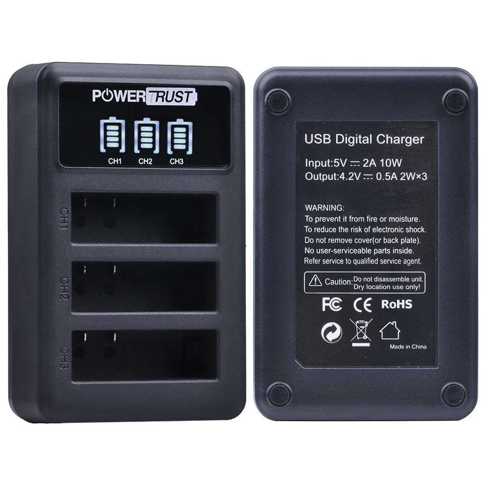 PowerTrust AZ16 1 LED 3 Port USB Charger for Xiaomi YI 2 4K Action