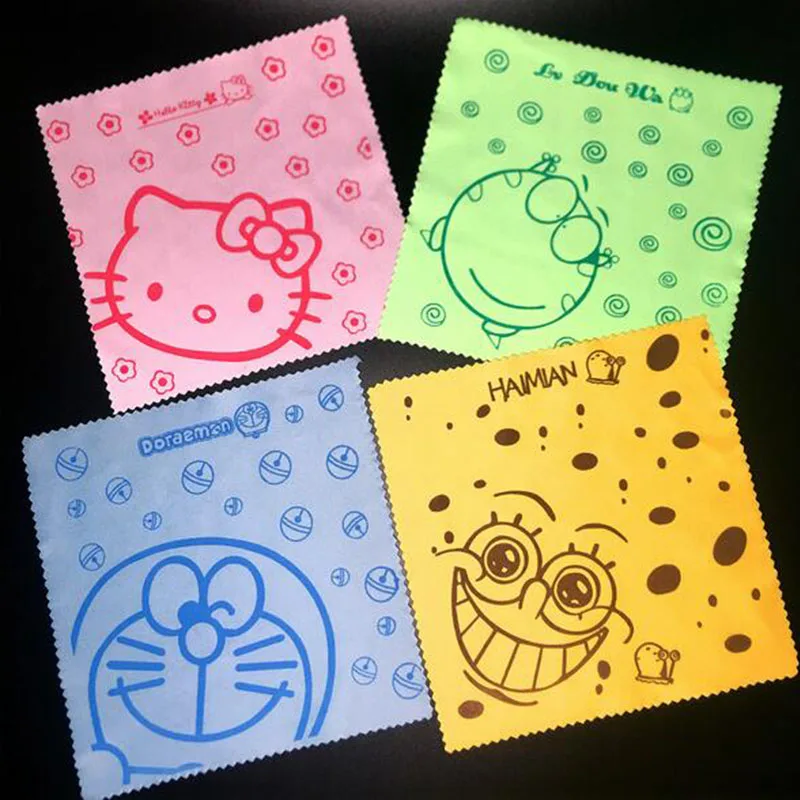 

10pcs/lot cute cartoon Cleaner Clean Glasses Lens Cloth Wipes glasses Microfiber Eyeglass Cleaning Cloth Mac Camera Computer-25