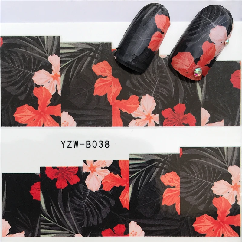 1 лист градиентный цветок серия 3d наклейки для ногтей наклейки Цветочные/единорог клей маникюрные наклейки очаровательные украшения для ногтей