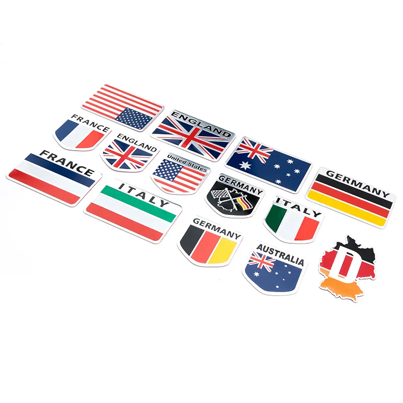 

Newbee 3D Aluminium Car Styling Sticker Motorcycle ATV Bikes Decal National Flag Emblem Badge Japan Russia Germany France Italy