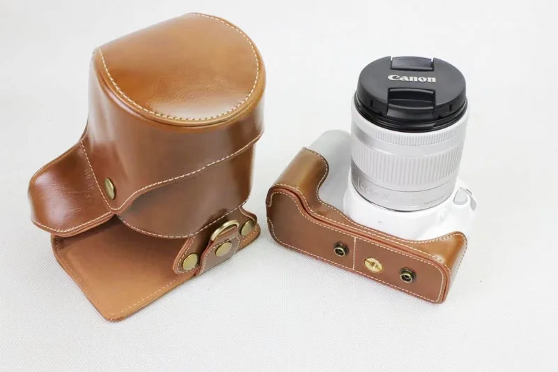 Brown Заводская Новая роскошная сумка для камеры из искусственной кожи для Canon EOS 200D чехол для камеры с ремешком мини-Чехол Съемный дизайн батареи - Цвет: Brown