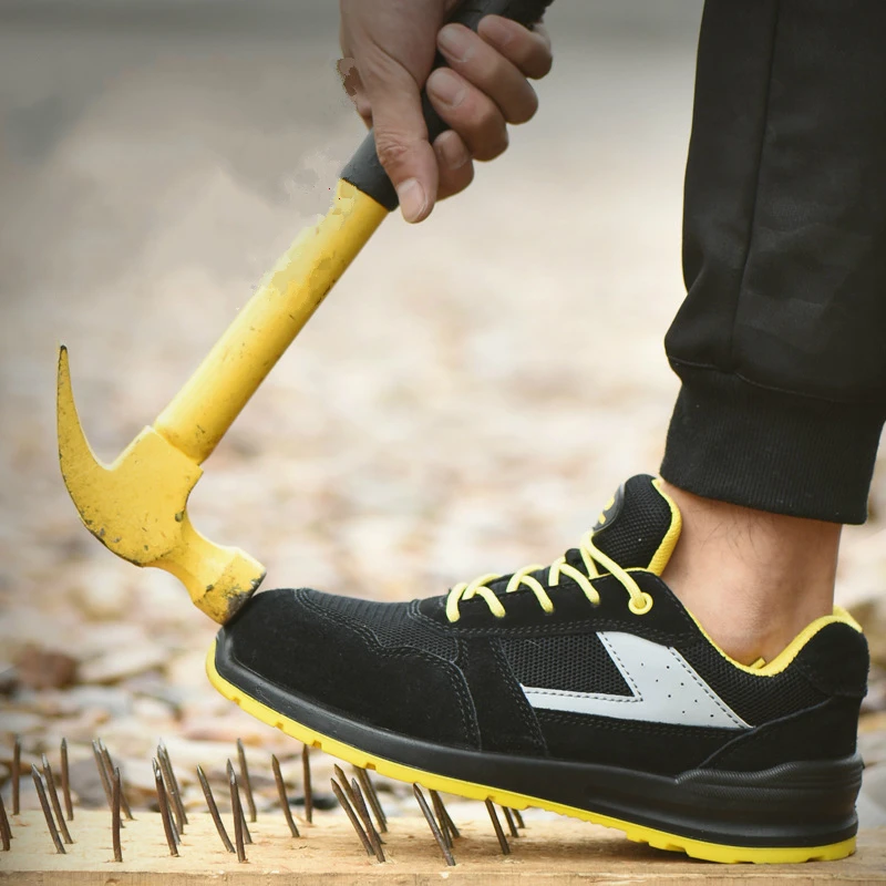 

new fashion men big size breathable steel toe caps work safety shoes lightweight tooling security low boots protective footwear