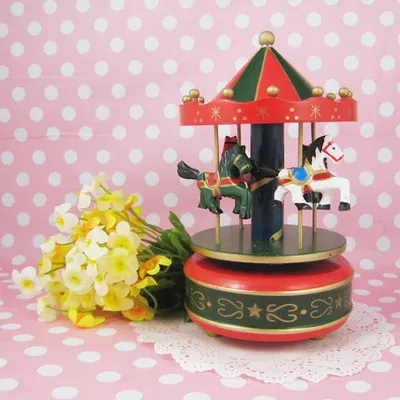 Романтические merry-go-круглые музыкальные шкатулки 1 шт. Zakka Ручная коленчатая деревянная музыкальная карусель свадебные подарки на день рождения - Цвет: JL7