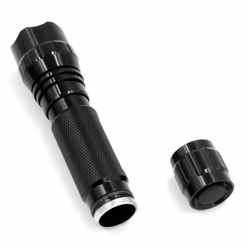 WF 501B черный УФ 365нм светодиодный фонарик лампа nichia 365UV сбоку OP отражатель