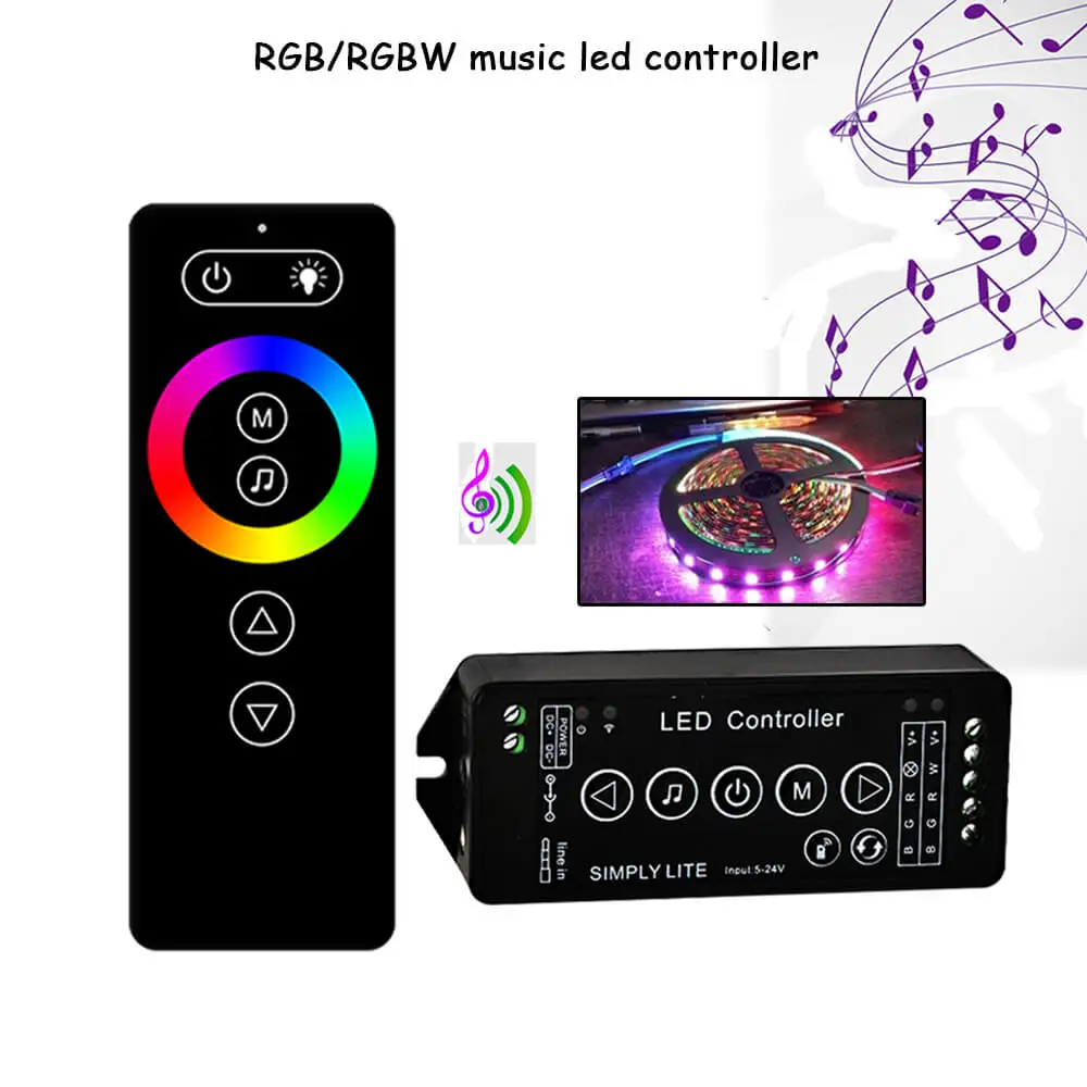 Kit Complet Télécommande et Contrôleur pour Éclairage de LED Musical  RGB/RGBW
