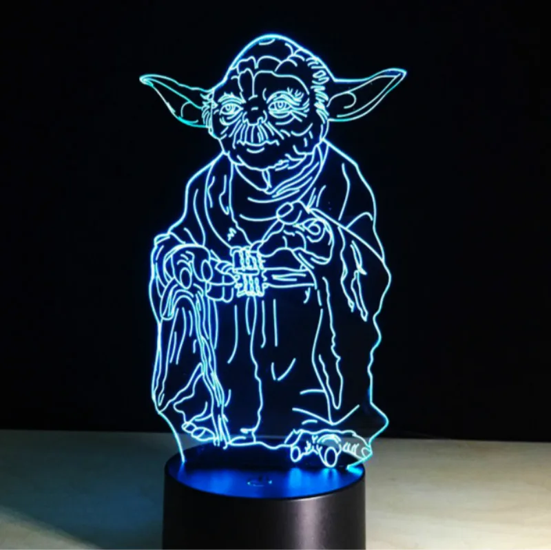 Новинка огни Звездные войны Мастер Йода ребенок ночник USB Батарея атмосфера для Декор для детской комнаты светодиодный 3d-ночник лампа