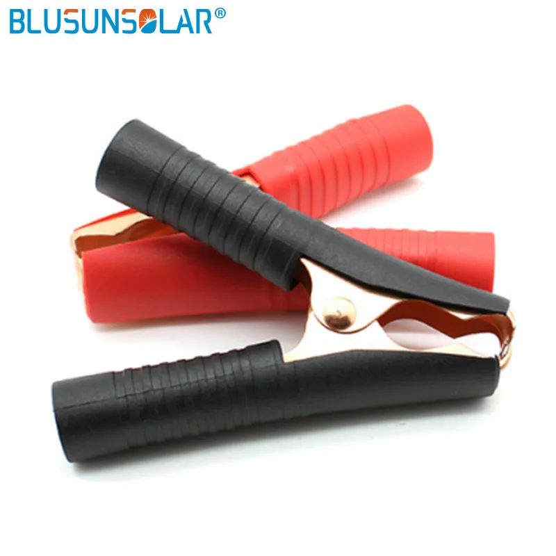2Pcs Battery Clips Alligator Clamps 100A Black&Red Test Lead Plated Metal Car 