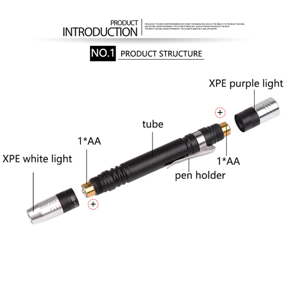 Мини 2 в 1 УФ-фонарик Портативный фонарик 395nm Ультрафиолетовый факел многофункциональный белый фиолетовый детектор света Факел для тестирования