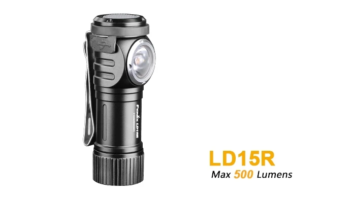 

New Arrival Fenix LD15R Cree XP-G3 LED 500 Lumens Portable Micro-USB Rechargeable Right-angled Flashlight with Li-ion Battery