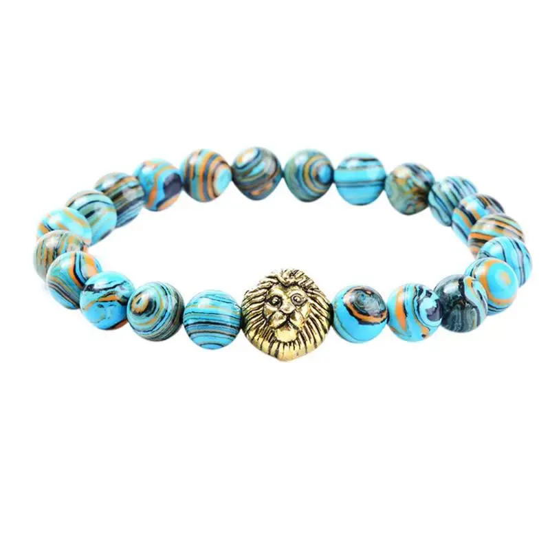 Fashion Lion Head Bracelet Beads Bracelets Bangles Charm Natural Stone