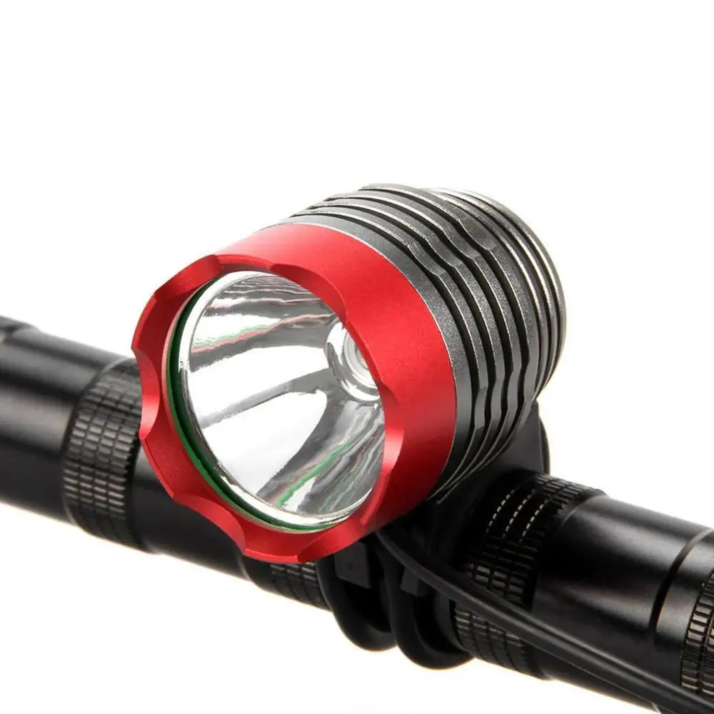Комплект головных фар для велосипеда, светодиодный налобный фонарь для велосипеда, водонепроницаемый алюминиевый сплав, вспышка, передний светодиодный фонарь - Цвет: Red