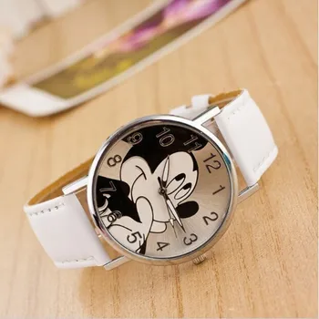 

kobiet zegarka Hot Cute Mickey Cartoon Child Watch Fashion Casual Women Quartz Watch Leather Clock Girl Reloj Muje
