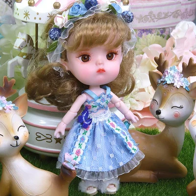 Мечта фея 1/12 BJD кукла DODO кукла 14 см мини кукла 26 шарнир тело милый детский подарок игрушка Ангел Кукла-сюрприз, ob11 - Цвет: blueberry
