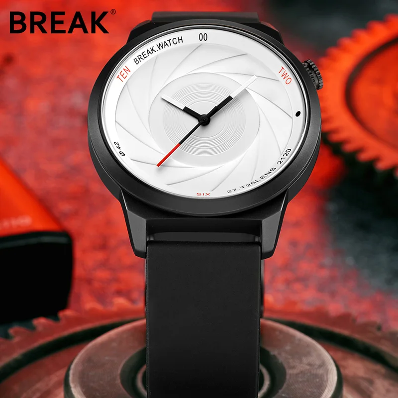 

BREAK Quartz Men Watch Analog Black Bracelet Wristwatch Mens Fashion Casual Man Watches Relogio Masculino Erkek Kol Saati T25